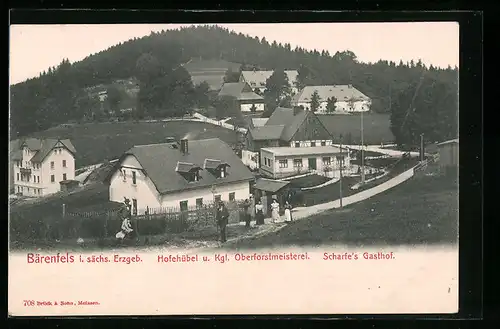 AK Bärenfels i. sächs. Erzgeb., Hofehübel u. Kgl. Oberforstmeisterei m. Scharfe`s Gasthof