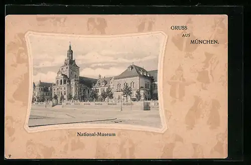 AK München, Blick auf das National-Museum
