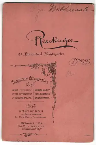 Fotografie Reutlinger, Paris, englsiche Schauspielerin Olga Nethersole im Seitenprofil, Belle Époque