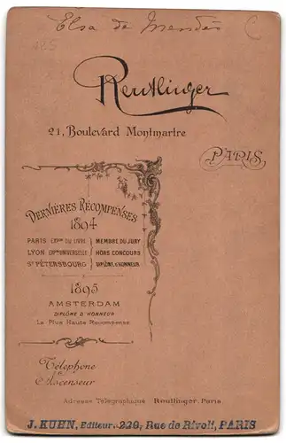 Fotografie Reutlinger, Paris, Pariser Chansonette Elsa de Mendes, Belle Époque