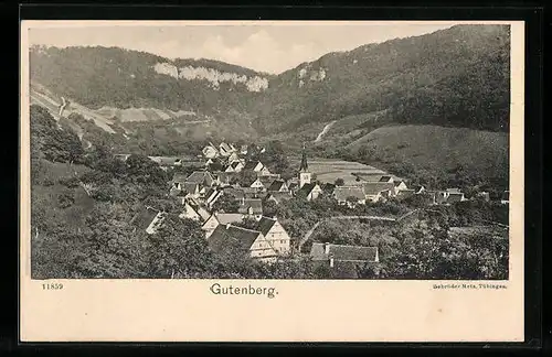 AK Gutenberg, Teilansicht mit Kirche