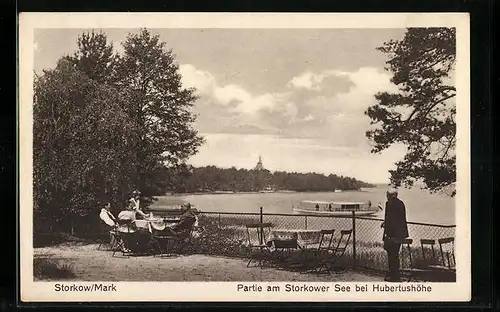 AK Storkow /Mark, Partie am Storkower See bei Hubertushöhe