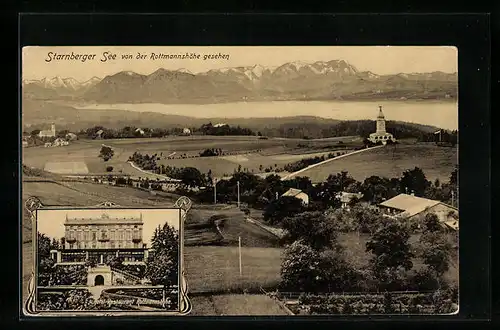 AK Starnberg / Starnberger See, Blick auf den See von der Rottmannshöhe gesehen