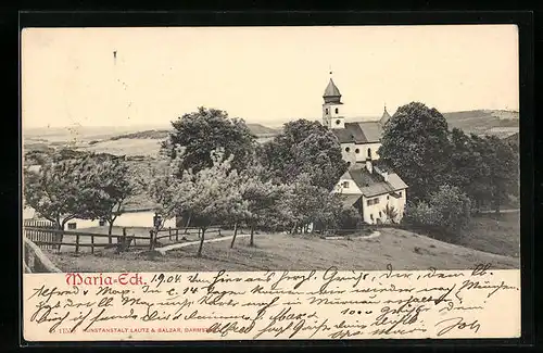 AK Maria-Eck, Ortspartie mit Kirche