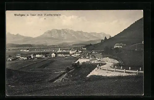 AK Wallgau a. Isar, Teilansicht mit Wetterstein