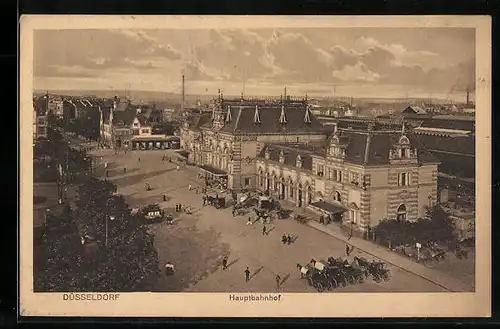 AK Düsseldorf, Hauptbahnhof aus der Vogelschau