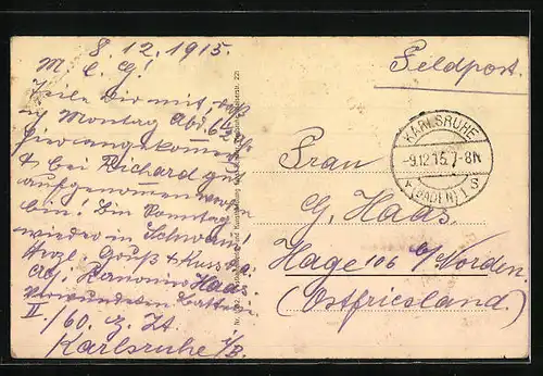 AK Karlsruhe i. B., Durlachertor mit Kirche