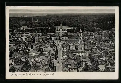 AK Karlsruhe, Ortsansicht vom Flugzeug aus