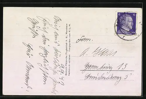 AK Karlsruhe, Ortsansicht vom Flugzeug aus