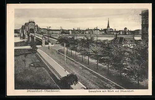 AK Düsseldorf-Oberkassel, Luegplatz mit Blick auf Düsseldorf