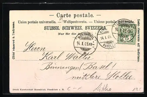 Präge-Lithographie Wädenswil, Obst- und Weinbauschule im Tannenzapfen-Passepartout