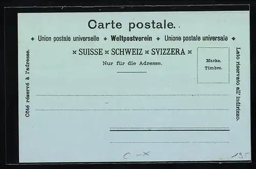 Mondschein-Lithographie Flawyl, Krankenhaus, Schule, Oberglatt, Gesamtansicht