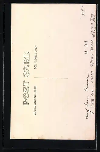 AK Marion, OH, Grand Opera House after the fire of 1910