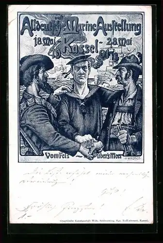 Lithographie Kassel, Alldeutsche & Marine Ausstellung 1901