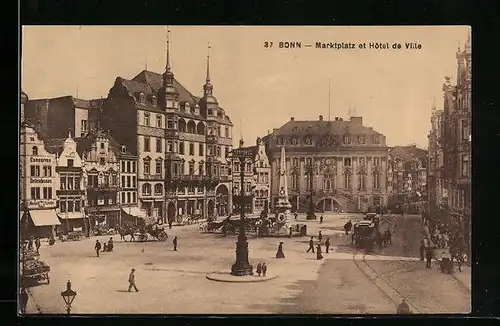 AK Bonn, Marktplatz et Hotel de Ville, Strassenbahn
