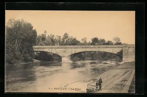 AK Neuilly, Le Pont, Strassenbahn