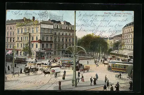 AK Berlin, Strassenbahnen am Potsdamer Platz