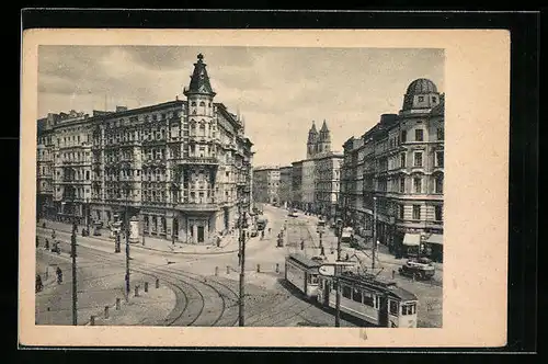 AK Magdeburg, Hasselbachplatz und Breiterwegstrasse mit Strassenbahn
