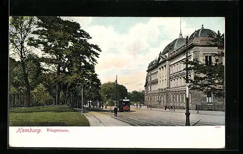 AK Hamburg-Neustadt, Ringstrasse mit Strassenbahn
