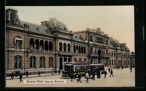 AK Buenos-Aires, Casa de Hobierno, Strassenbahn