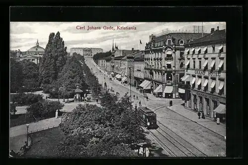 AK Kristiania, Carl Johans Gade, Strassenbahn
