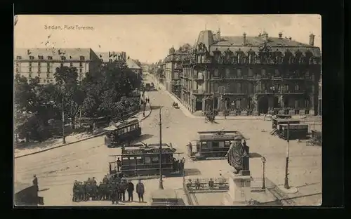 AK Sedan, Platz Turenne mit Strassenbahn