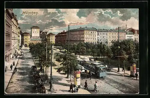 AK München, Strassenbahn am Isartorplatz