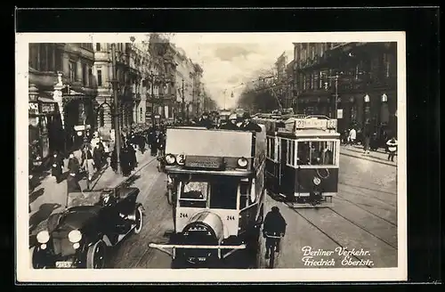 AK Berlin-Tiergarten, Grossstadtverkehr Friedrich-Ebert-Strasse, Strassenbahn