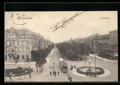 AK Mannheim, Strassenbahn am Kaiserring