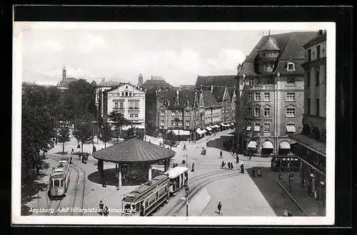 AK Augsburg, Platz mit Annastrasse & Strassenbahn