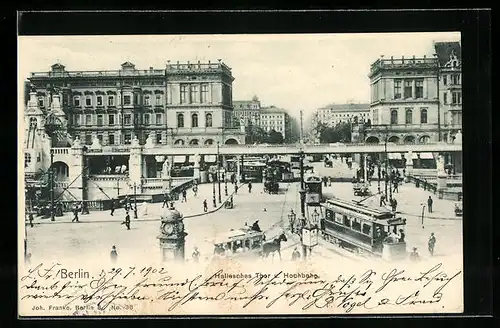 AK Berlin, U-Bahnhof Hallesches Tor mit Strassenbahn