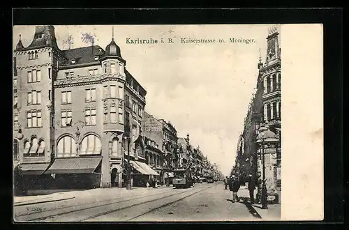 AK Karlsruhe, Moninger in der Kaiserstrasse