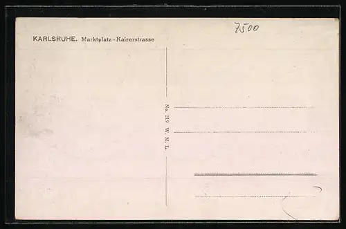 AK Karlsruhe, Marktplatz - Kaiserstrasse mit Strassenbahn