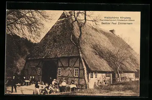 AK Klingberg bei Gleschendorf, Gasthaus Waldschänke Klingberg P. Zimmermann mit Gästen