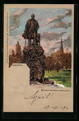 Künstler-AK Raffaele Carloforti: Leipzig, Bismarckdenkmal im Johannapark