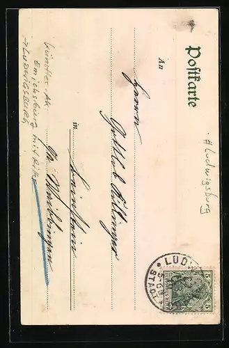 Künstler-AK Ludwigsburg, Emichsburg mit Ritter