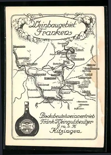 AK Kitzingen /Franken, Bocksbeutelweinvertrieb Fränk. Weingutsbesitzer GmbH