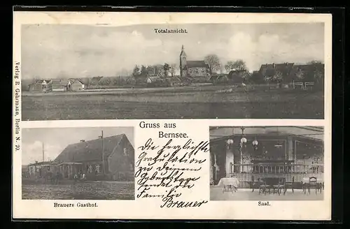 AK Bernsee, Brauers Gasthof, Saal, Totalansicht