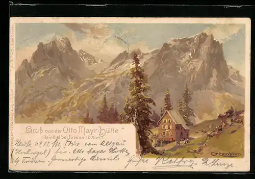 Künstler-AK Edward Theodore Compton: Reinthal b. Füssen, Otto Mayr-Hütte, Berghütte