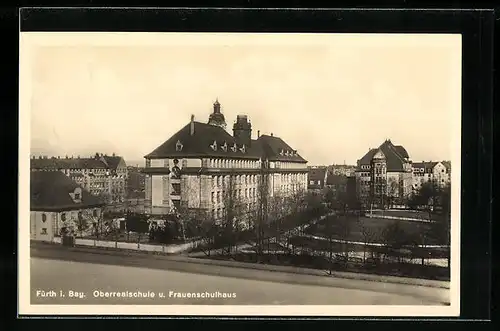 AK Fürth i. Bay., Oberrealschule und Frauenschulhaus