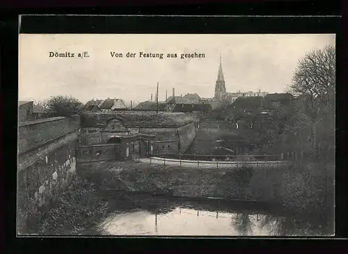 AK Dömitz a. E., Ortsansicht von der Festung aus