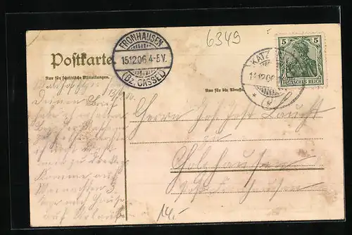 Künstler-AK Greifenstein, Ruine Greifenstein und Inneres der Kirche