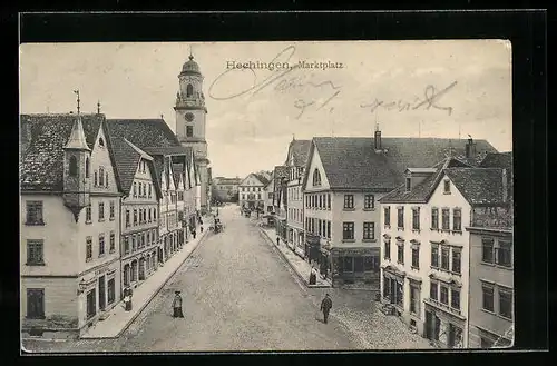 AK Hechingen, Marktplatz mit Kirche