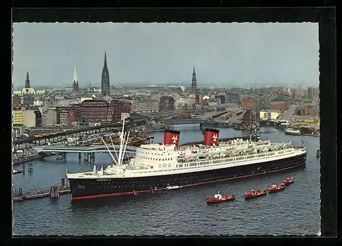 AK Passagierschiff Hanseatic der Hamburg-Atlantik-Linie aus der Vogelschau