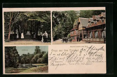 AK Stolberg / Tyrathal, Gastwirtschaft zum Zoll, Lindenallee am Zollteich