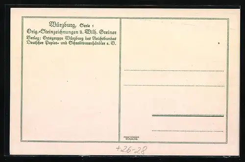 Steindruck-AK Würzburg, Am grünen Markt