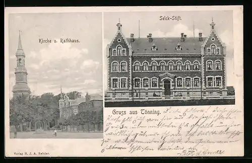AK Tönning, Selck-Stift, Kirche und Rathaus
