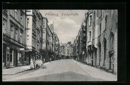 AK Flensburg, Häuserpartie in der Tosbystrasse