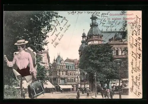 AK Düsseldorf, Strassenpartie aus der schönen Stadt