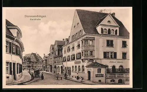 AK Donaueschingen, Blick in die Karlstrasse, Restaurant Schmiede